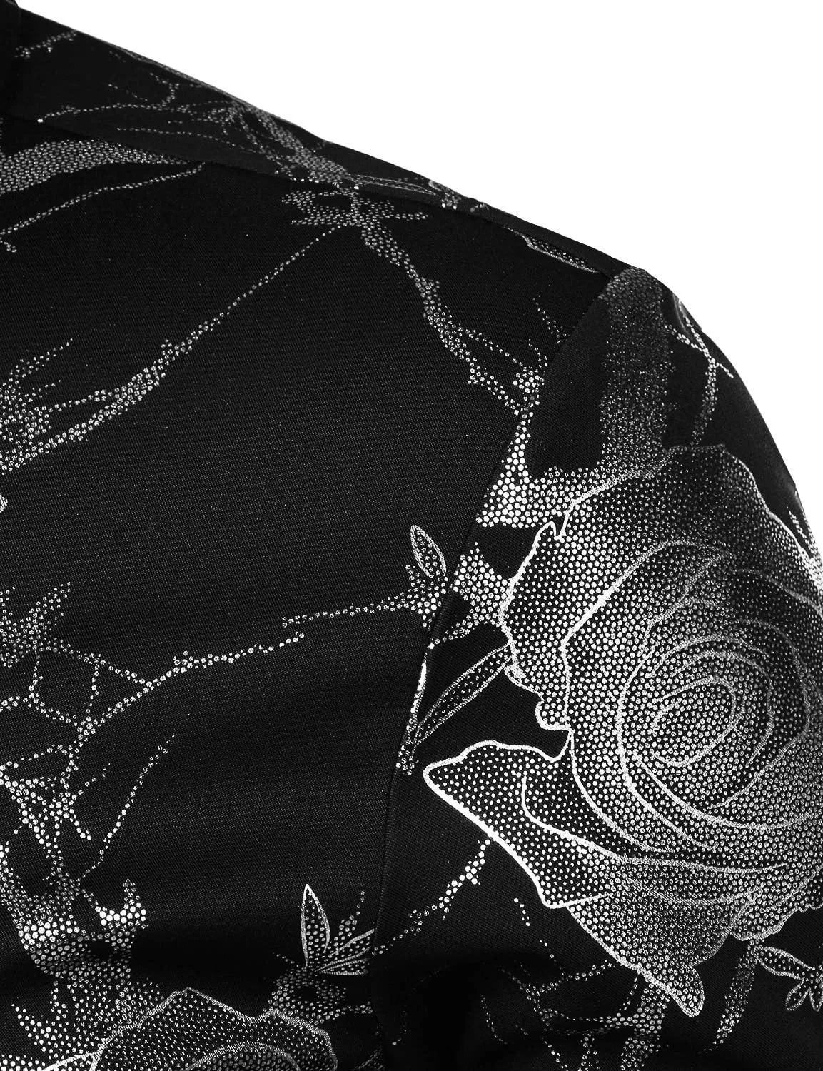 ZEROYAA Mens Hipster 3D Golden Rose Floral Printed Slim Fit Long Sleeve Button Down Dress Shirts