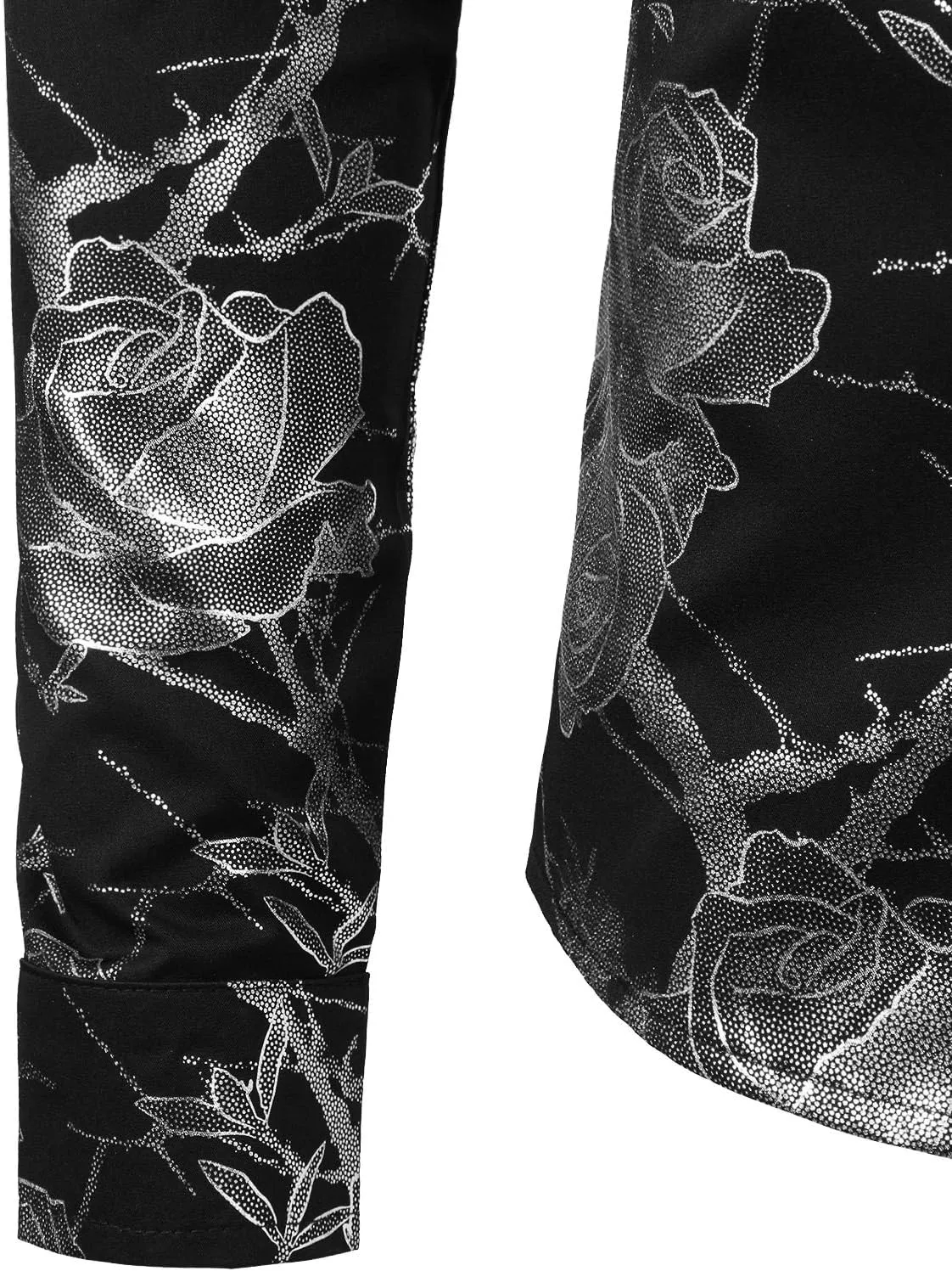 ZEROYAA Mens Hipster 3D Golden Rose Floral Printed Slim Fit Long Sleeve Button Down Dress Shirts