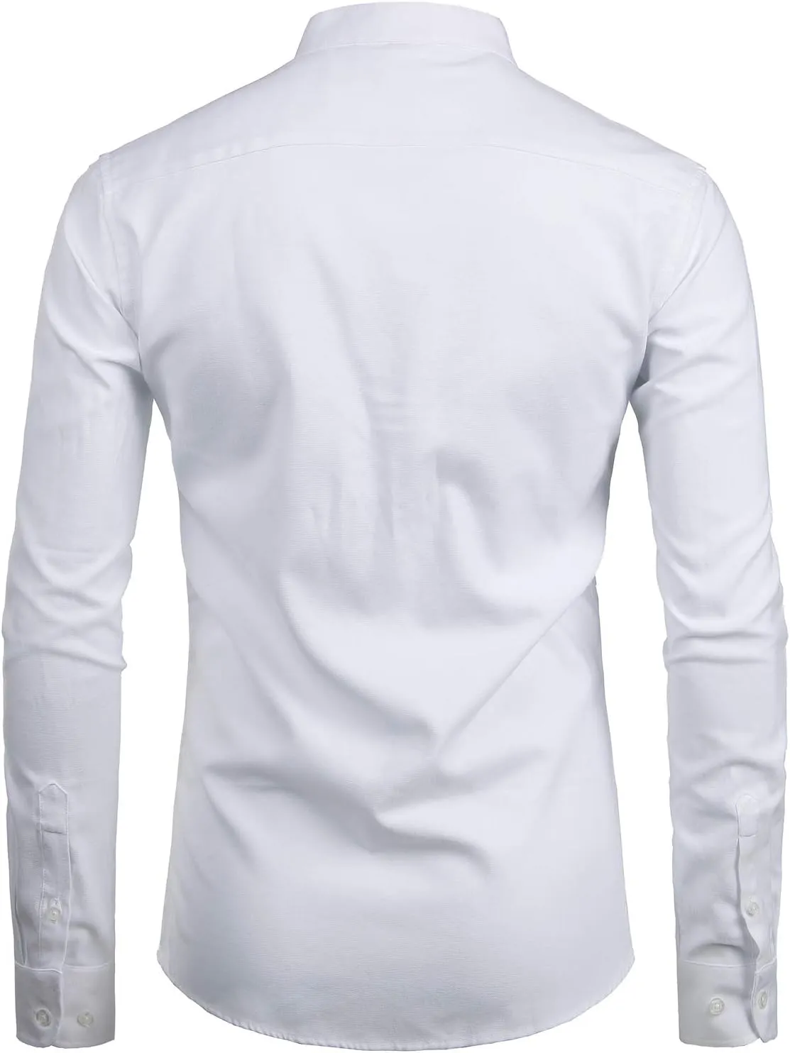 ZEROYAA Men's Hipster Mandarin Collar Long Sleeve Button Up Oxford Shirts with Chest Pocket