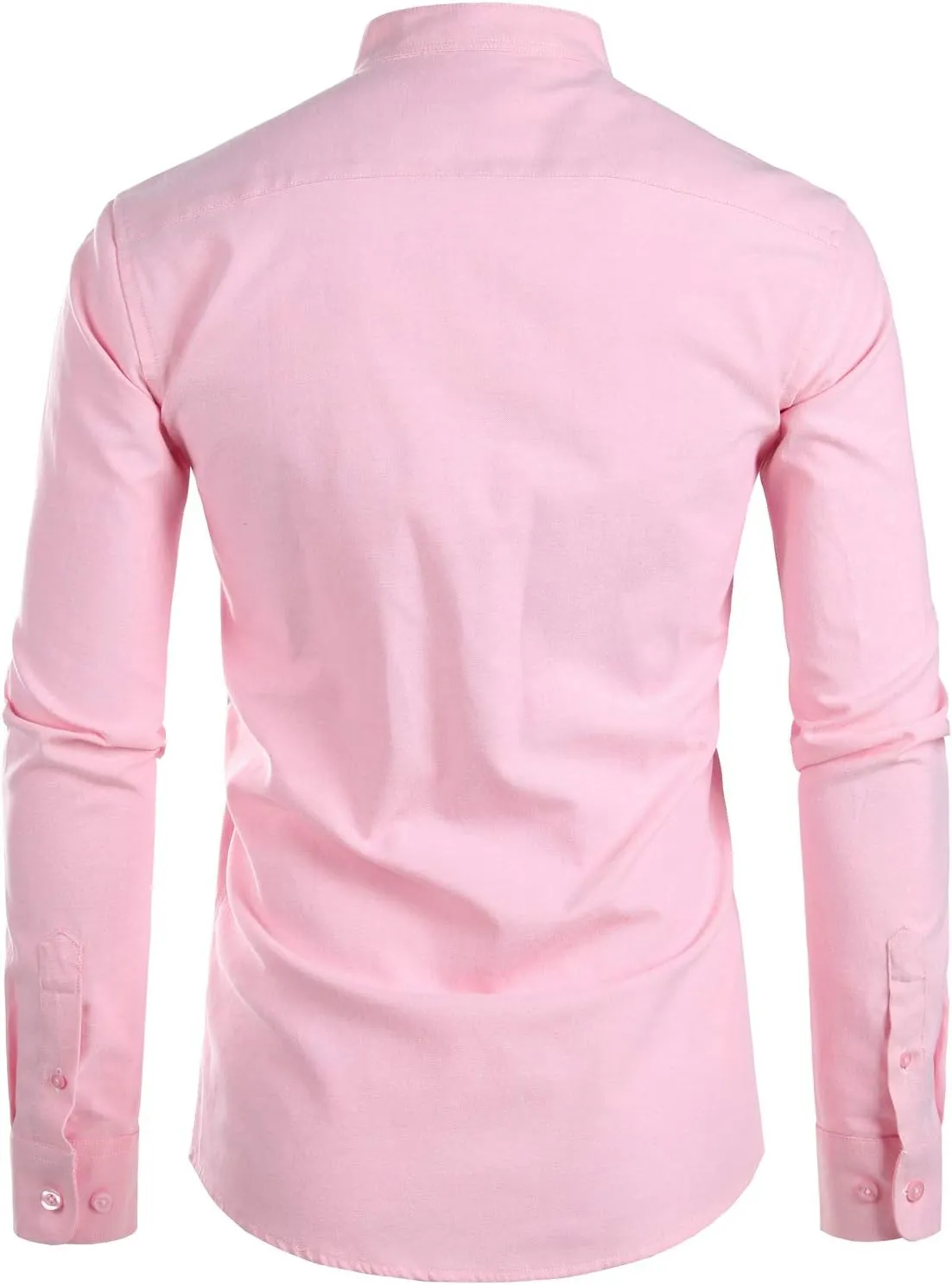 ZEROYAA Men's Hipster Mandarin Collar Long Sleeve Button Up Oxford Shirts with Chest Pocket
