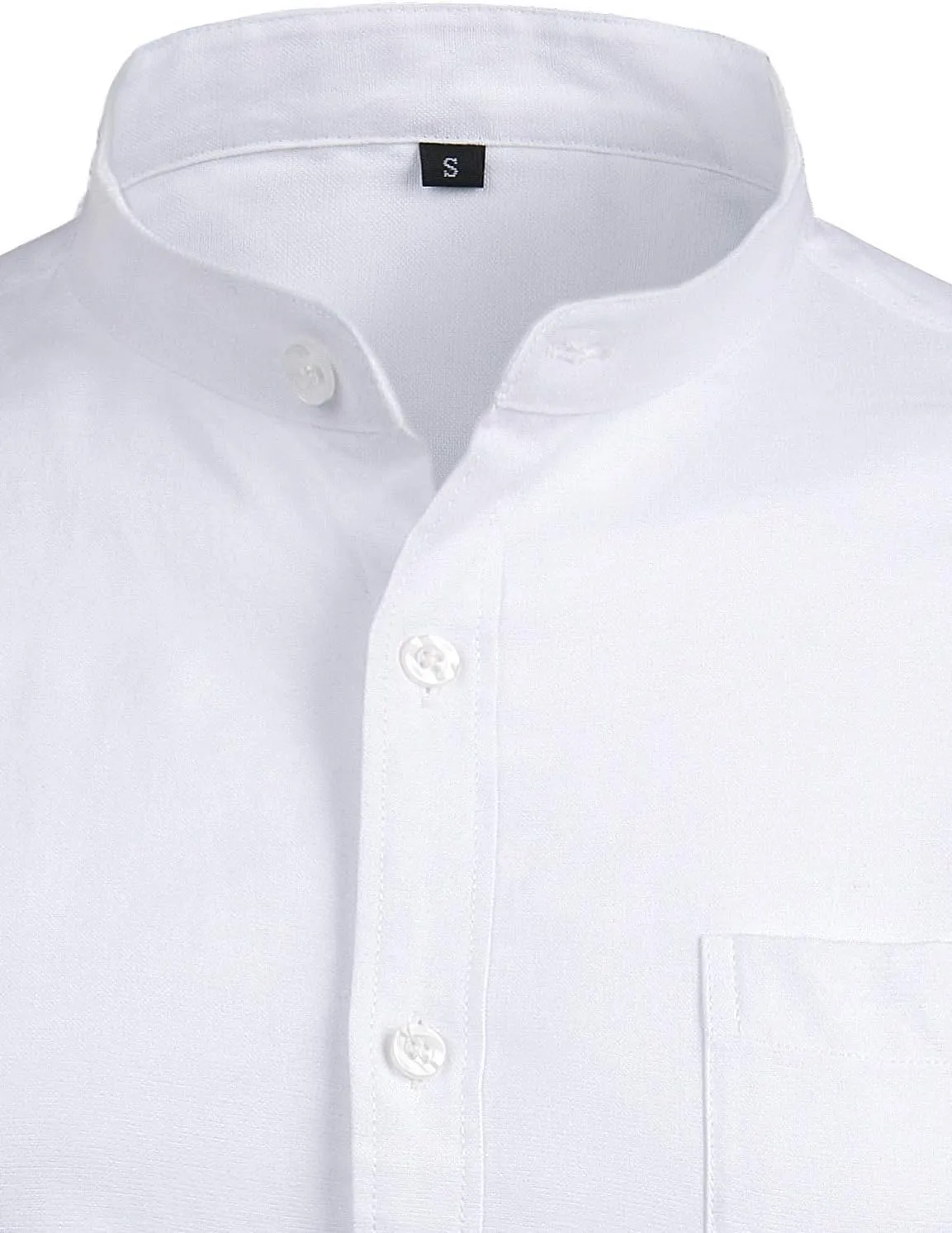 ZEROYAA Men's Hipster Mandarin Collar Long Sleeve Button Up Oxford Shirts with Chest Pocket
