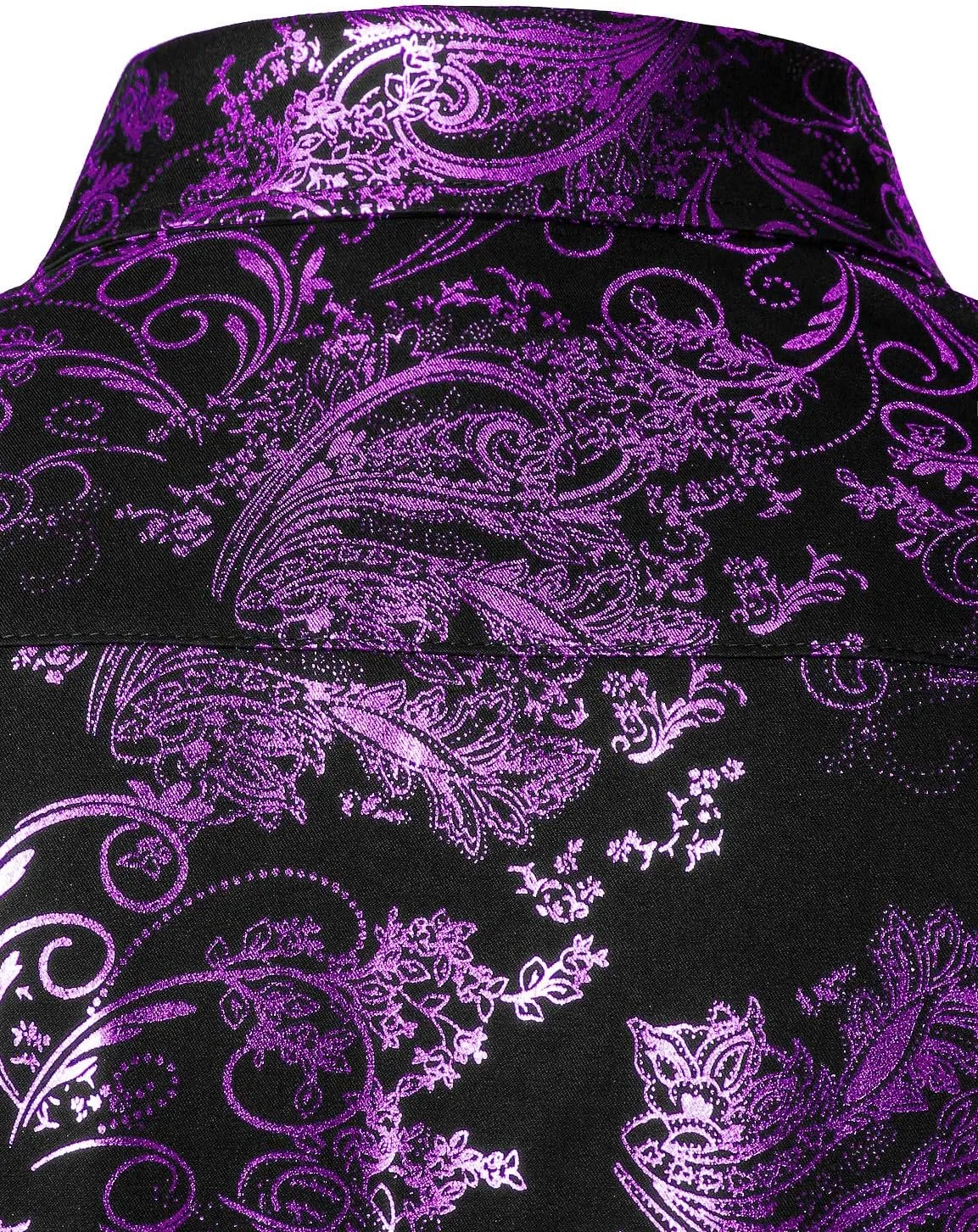 ZEROYAA Men's Luxury Paisley Dress Shirt Shiny Floral Printed Button Down Shirts for Party Prom