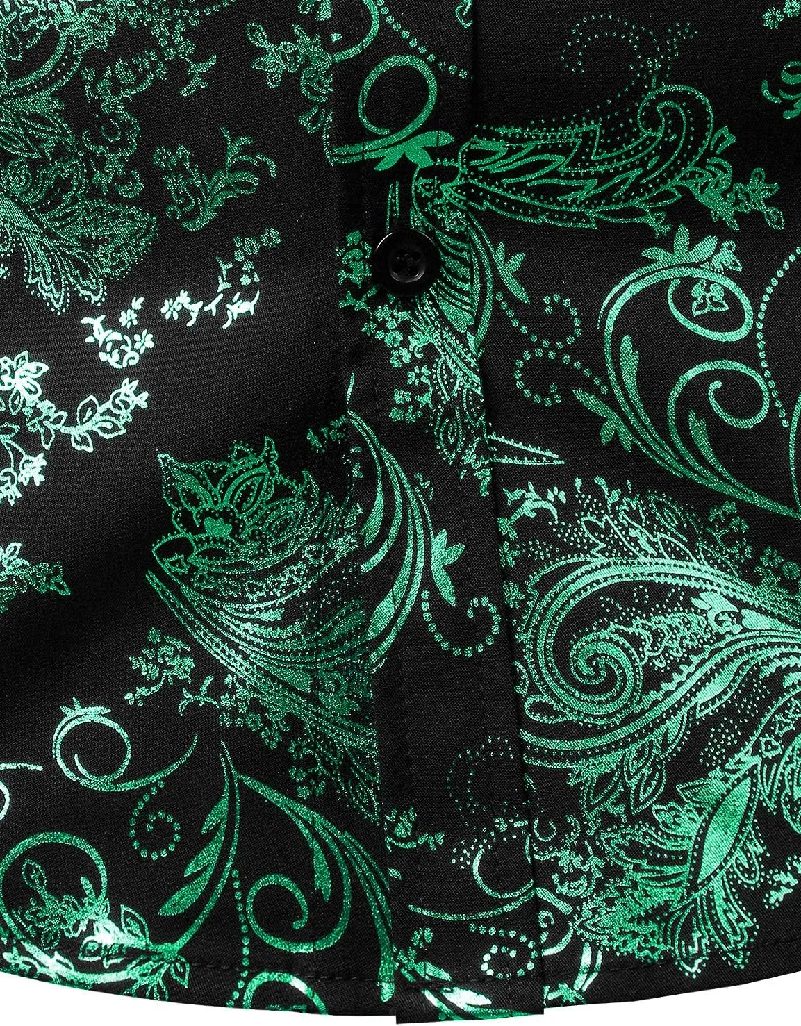 ZEROYAA Men's Luxury Paisley Dress Shirt Shiny Floral Printed Button Down Shirts for Party Prom