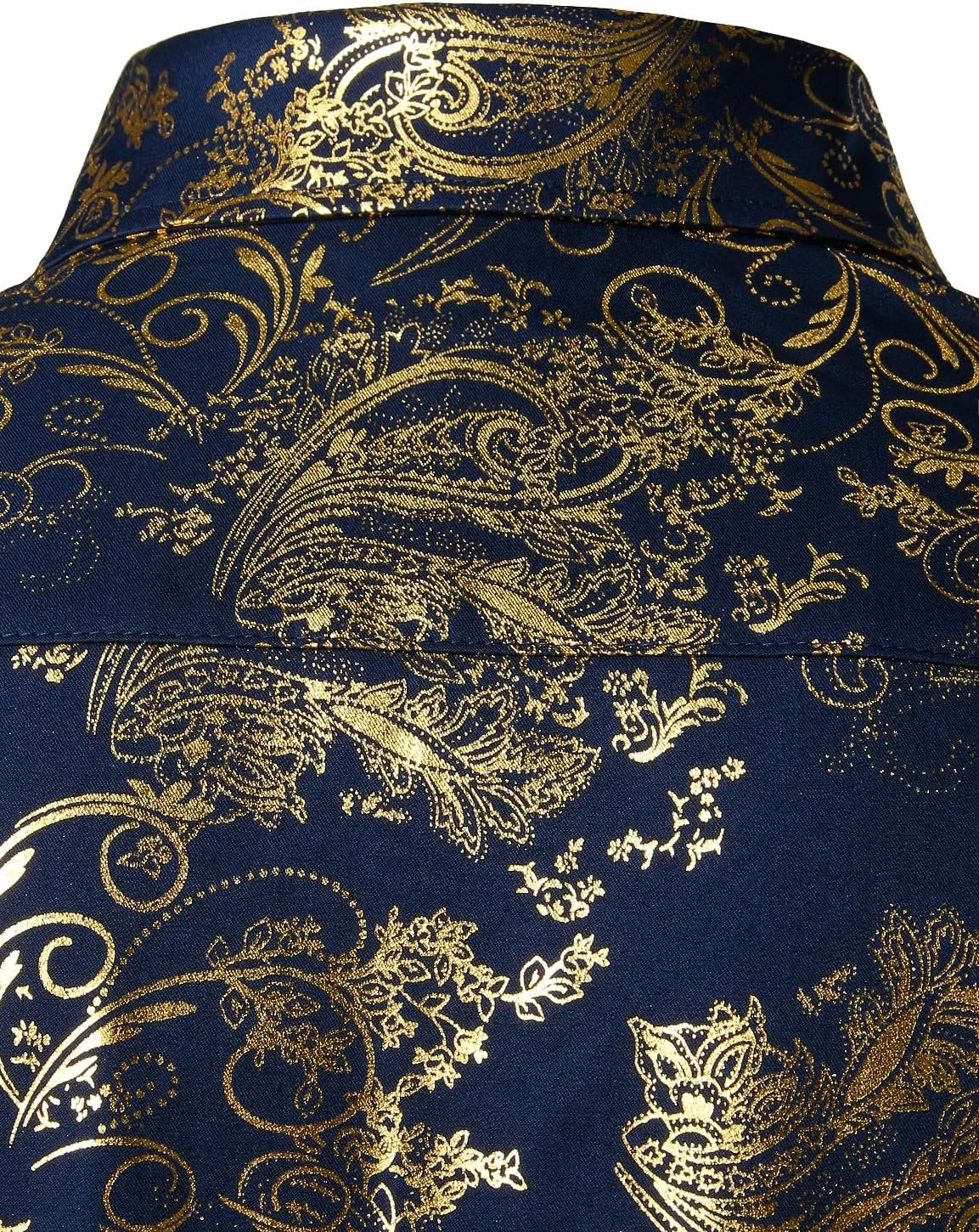 ZEROYAA Men's Luxury Paisley Dress Shirt Shiny Floral Printed Button Down Shirts for Party Prom