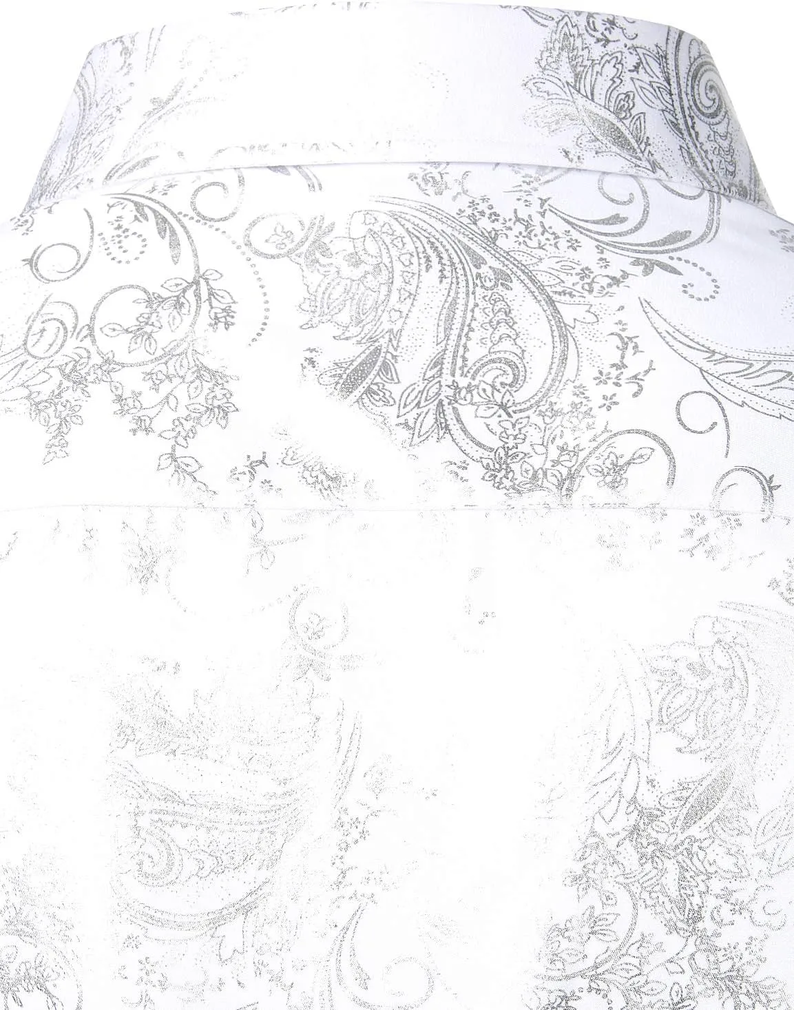 ZEROYAA Men's Luxury Paisley Shiny Printed Slim Fit Short Sleeve Button Up Dress Shirt